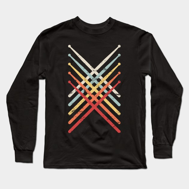 Retro Vintage Drumsticks Long Sleeve T-Shirt by MeatMan